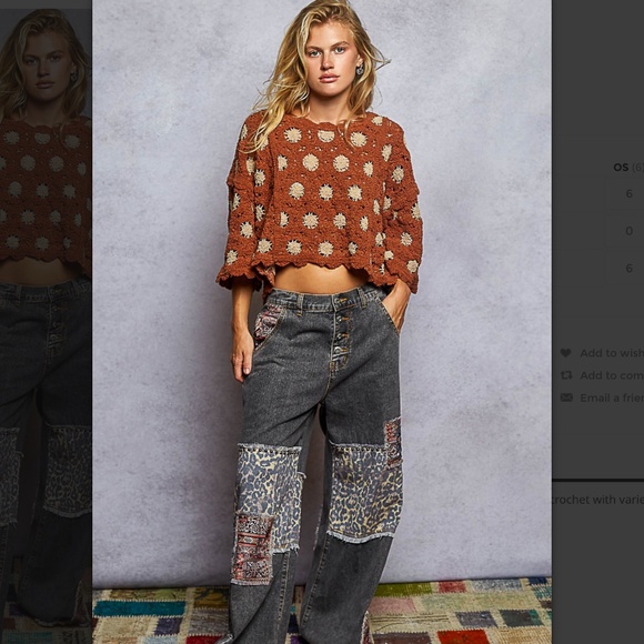 POL “ BARRETT 2 “ POL CHENILLE Crochet Knit Sweater Lightweight 44 - Picture 4 of 5